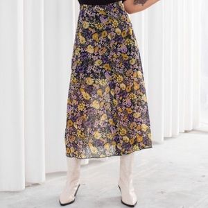 & Other Stories Floral Button Up Midi Skirt Size 4